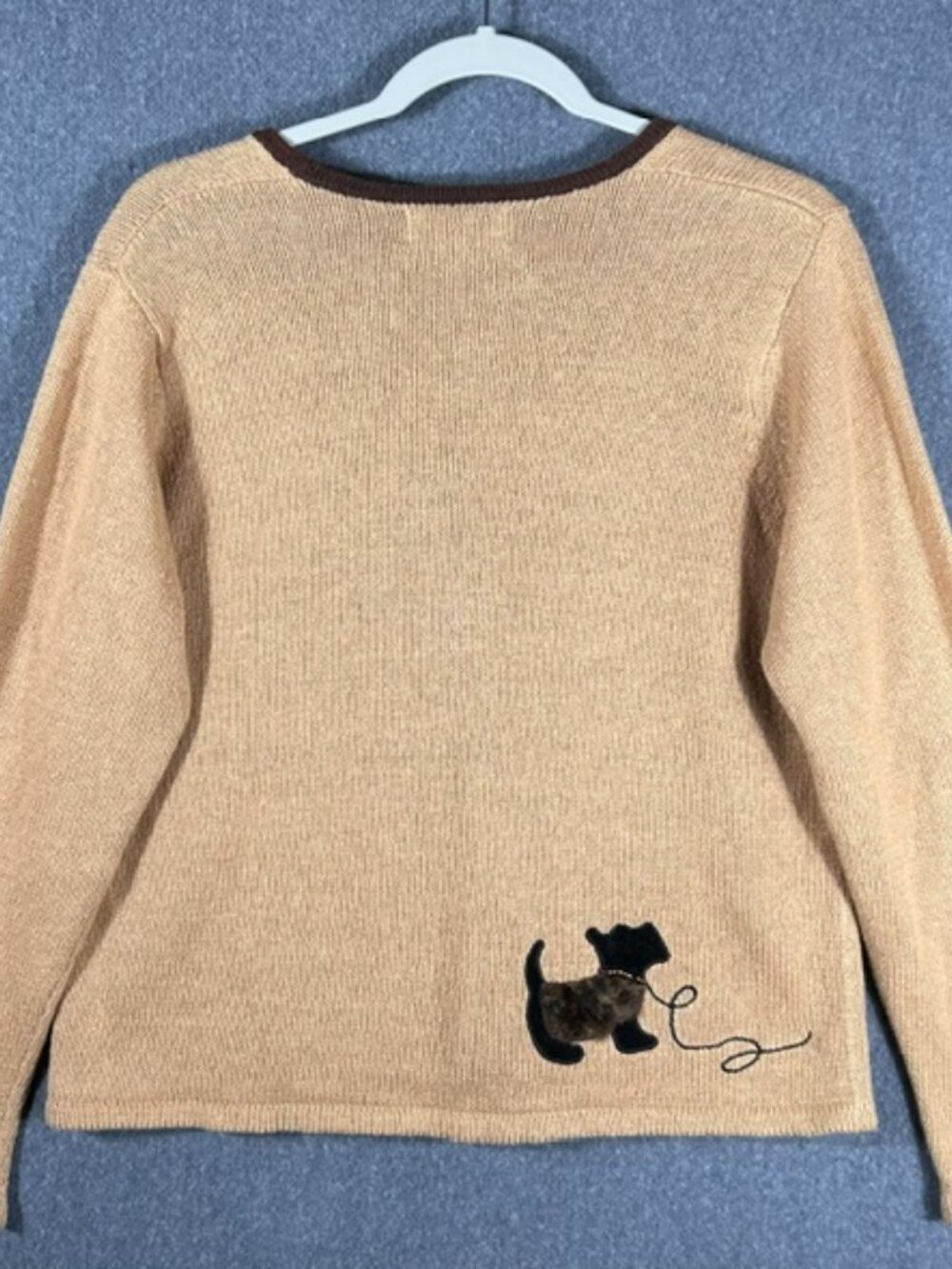Vintage Mandal Bay Poodle Cardigan Womens Sz Small Tan Faux Fur Button Down - Picture 6 of 9
